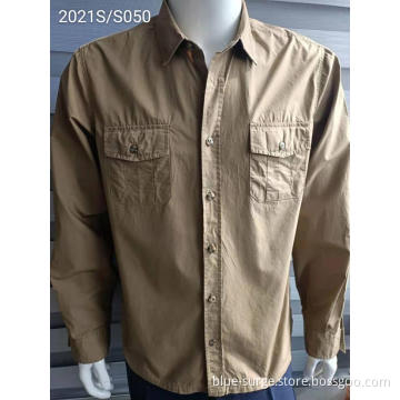Two-pocket Vintage Brown Chothes Men's Shirts